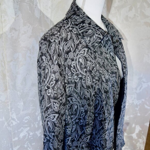 JONES NEW YORK Plus Size 16W Black Gray Paisley Button-Up Jacket Blazer - Picture 4 of 7